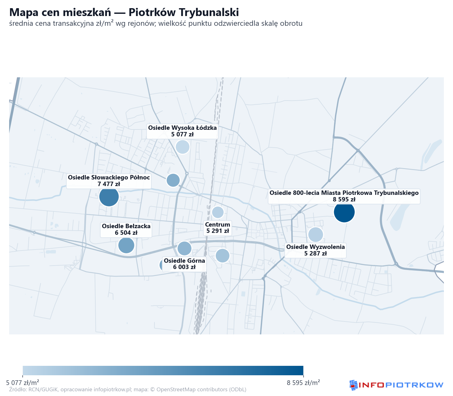 Mapa cen mieszkań - Piotrków Trybunalski