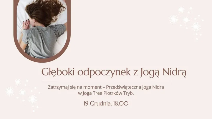 Grafika promocyjna wydarzenia Chwila oddechu przed świętami – głęboki odpoczynek z Jogą Nidrą