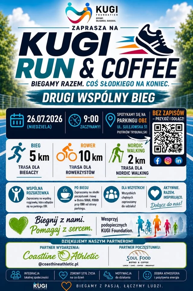 Grafika promocyjna wydarzenia KUGI Run & Coffee – drugi wspólny bieg