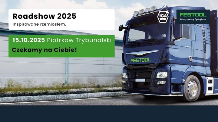 Obrazek przedstawia grafikę promocyjną wydarzenia Pokazy i warsztaty narzędziowe dla stolarzy i wykonawców w Piotrkowie Trybunalskim