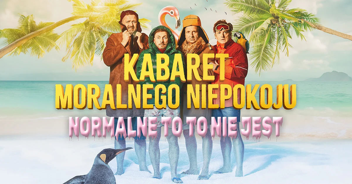 Grafika promocyjna wydarzenia Kabaret Moralnego Niepokoju z nowym programem w Piotrkowie Trybunalskim