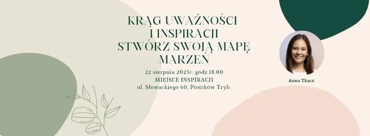 Obrazek przedstawia grafikę promocyjną wydarzenia Warsztat tworzenia Mapy Marzeń dla kobiet w Piotrkowie Trybunalskim