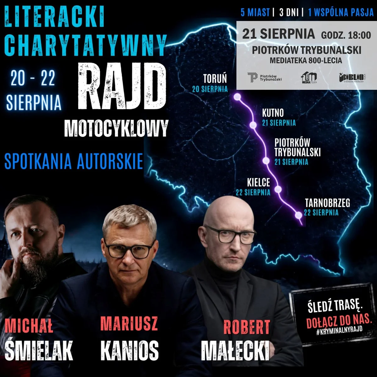 Grafika promocyjna wydarzenia Literacki Charytatywny Rajd Motocyklowy