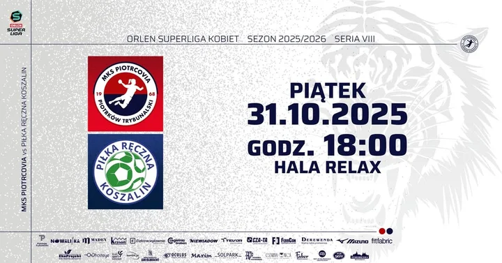 Grafika promocyjna wydarzenia MKS Piotrcovia vs Piłka Ręczna Koszalin — mecz ORLEN Superligi Kobiet w Piotrkowie
