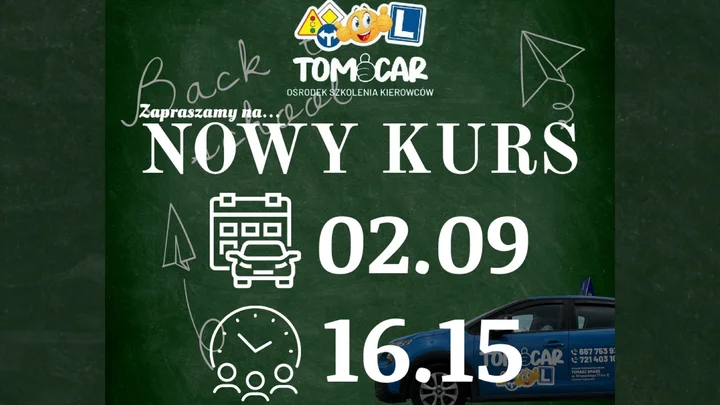 Obrazek przedstawia grafikę promocyjną wydarzenia Nowy kurs na prawo jazdy kat. B w Piotrkowie Trybunalskim