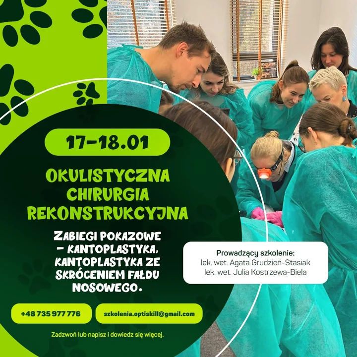 Grafika promocyjna wydarzenia OptiSkill: Okulistyczna chirurgia rekonstrukcyjna — intensywne szkolenie praktyczne