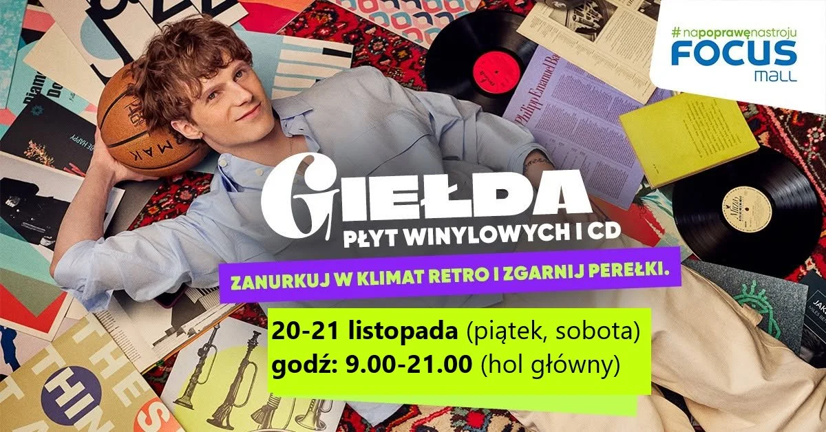 Grafika promocyjna wydarzenia Giełda Winyli i CD w Piotrkowie