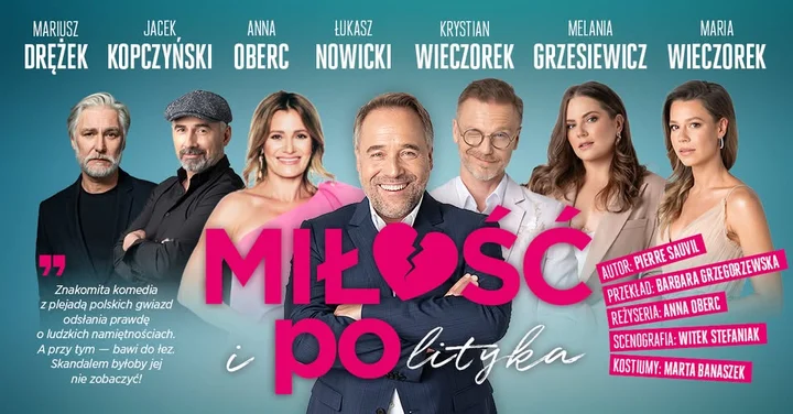 Grafika promocyjna wydarzenia Piotrków Trybunalski: Miłość i polityka — komedia o skandalu, namiętnościach i politycznych intrygach