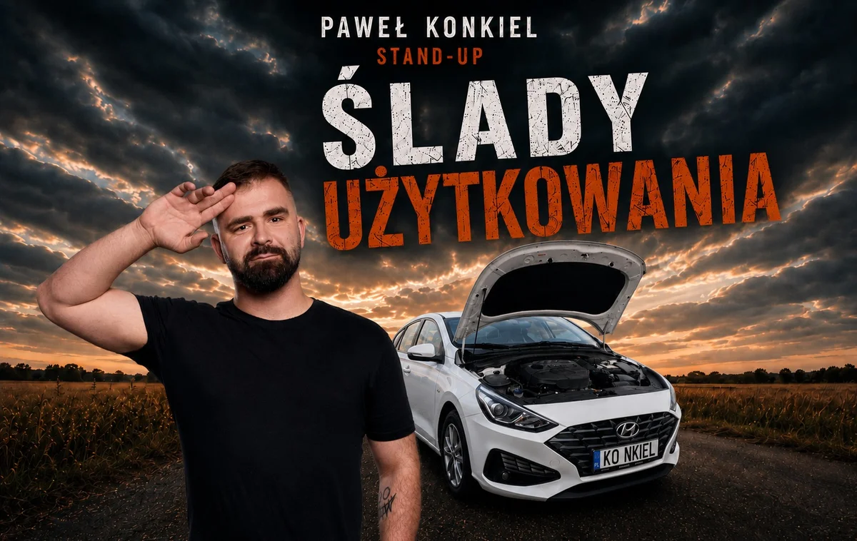 Grafika promocyjna wydarzenia Stand-up Piotrków Trybunalski – Paweł Konkiel na żywo
