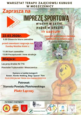 Grafika promocyjna wydarzenia IMPREZA SPORTOWA „Wiosna w lesie, Kubuś w dresie” — III edycja, bieg 22 marca 2026