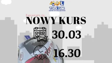 Grafika promocyjna wydarzenia Kurs prawa jazdy kat. B (Auto Szkoła Tomcar)