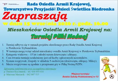 Grafika promocyjna wydarzenia Turniej piłki nożnej z Radą Osiedla Armii Krajowej