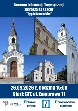 Grafika promocyjna wydarzenia Tygiel narodów – spacer po Piotrkowie