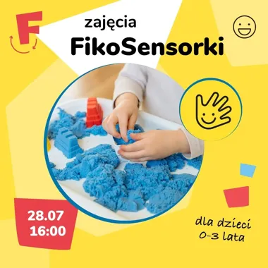 Grafika promocyjna wydarzenia FikoSensorki – zajęcia sensoryczne