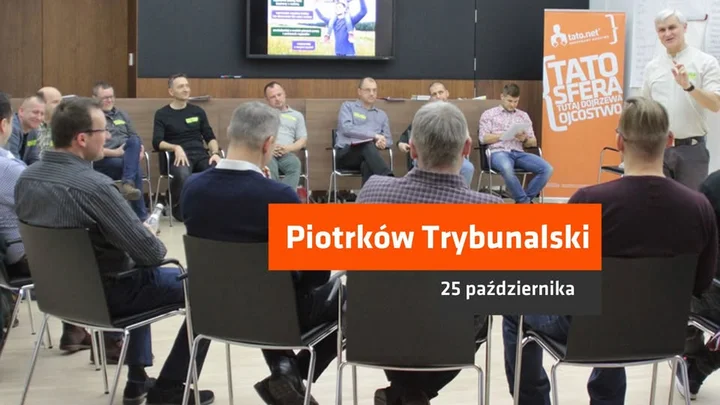 Obrazek przedstawia grafikę promocyjną wydarzenia Warsztat dla ojców: „Bliżej – pełna łączność” w Piotrkowie Trybunalskim