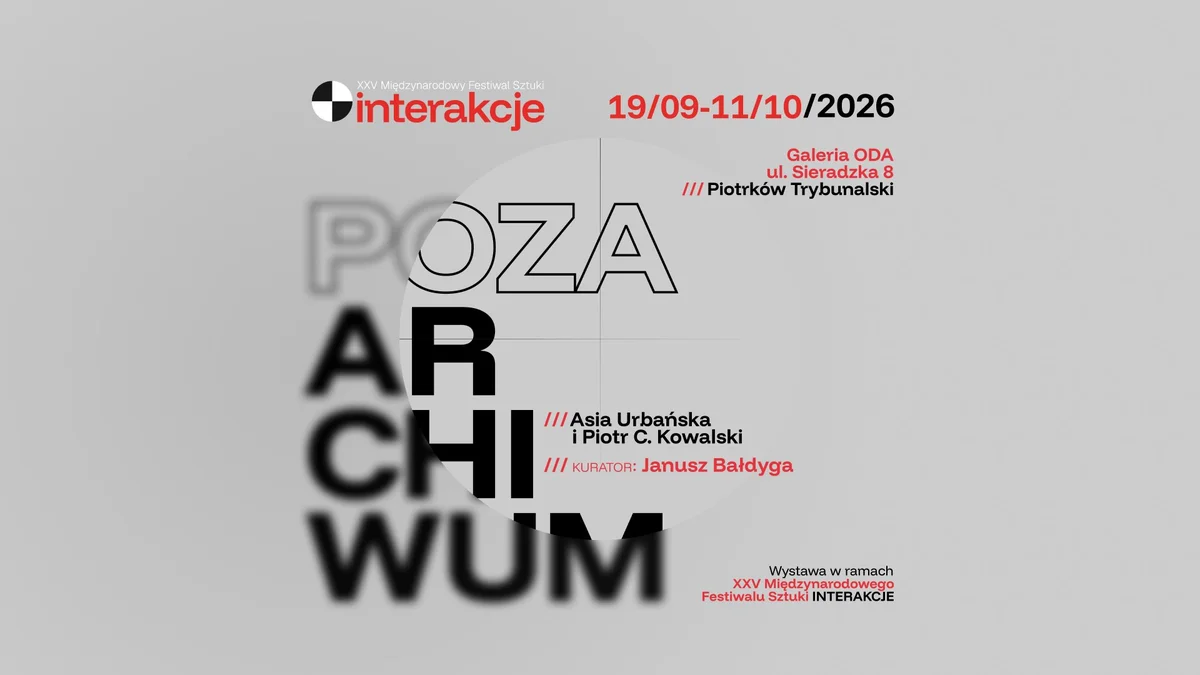 Grafika promocyjna wydarzenia Poza archiwum: wystawa w Piotrkowie