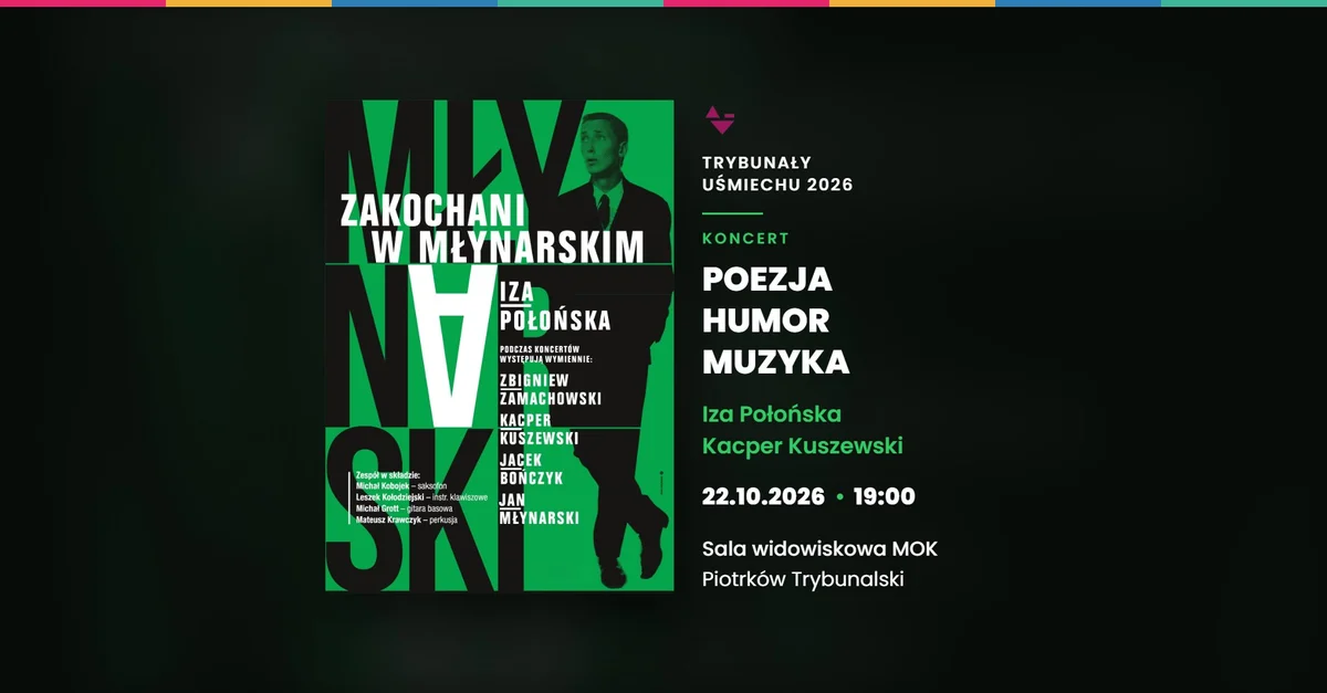 Grafika promocyjna wydarzenia Zakochani w Młynarskim – koncert poezji