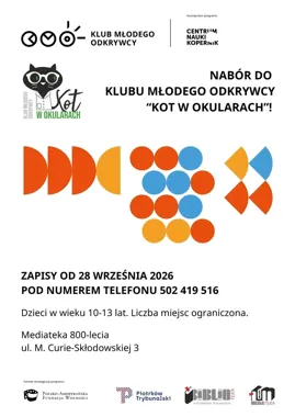 Mały naukowiec w akcji - rusza nabór do Klubu „Kot w okularach”