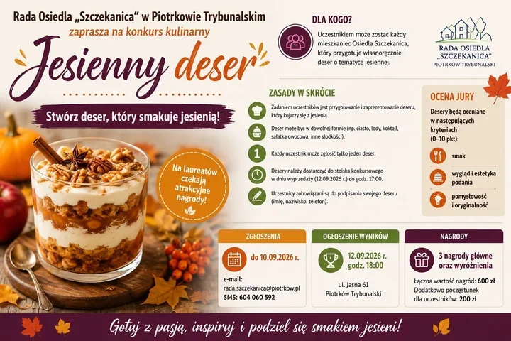 Na Szczekanicy ocenią jesienne desery. Jeden uczestnik może zgłosić tylko jeden