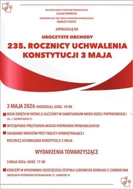 Piotrków Trybunalski uczci 3 Maja modlitwą, przemarszem i koncertem w muzeum