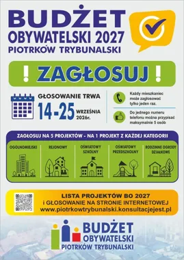 23 projekty i pięć głosów do oddania. Ruszyło BO 2027 w Piotrkowie